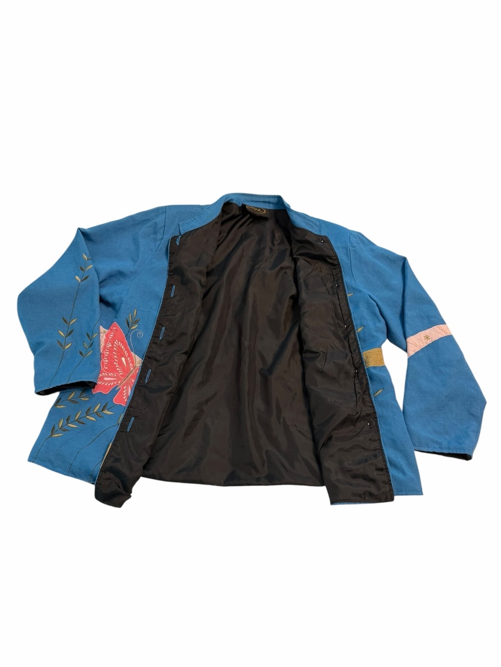 Vintage Alex Kim Butterfly Embroidered Jacket Blue Art to Wear XL 1X - Picture 6 of 12